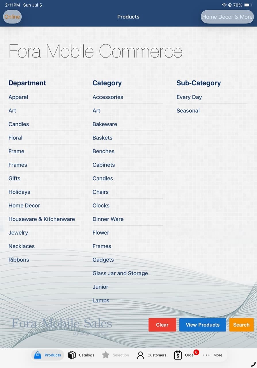 Browse products by department