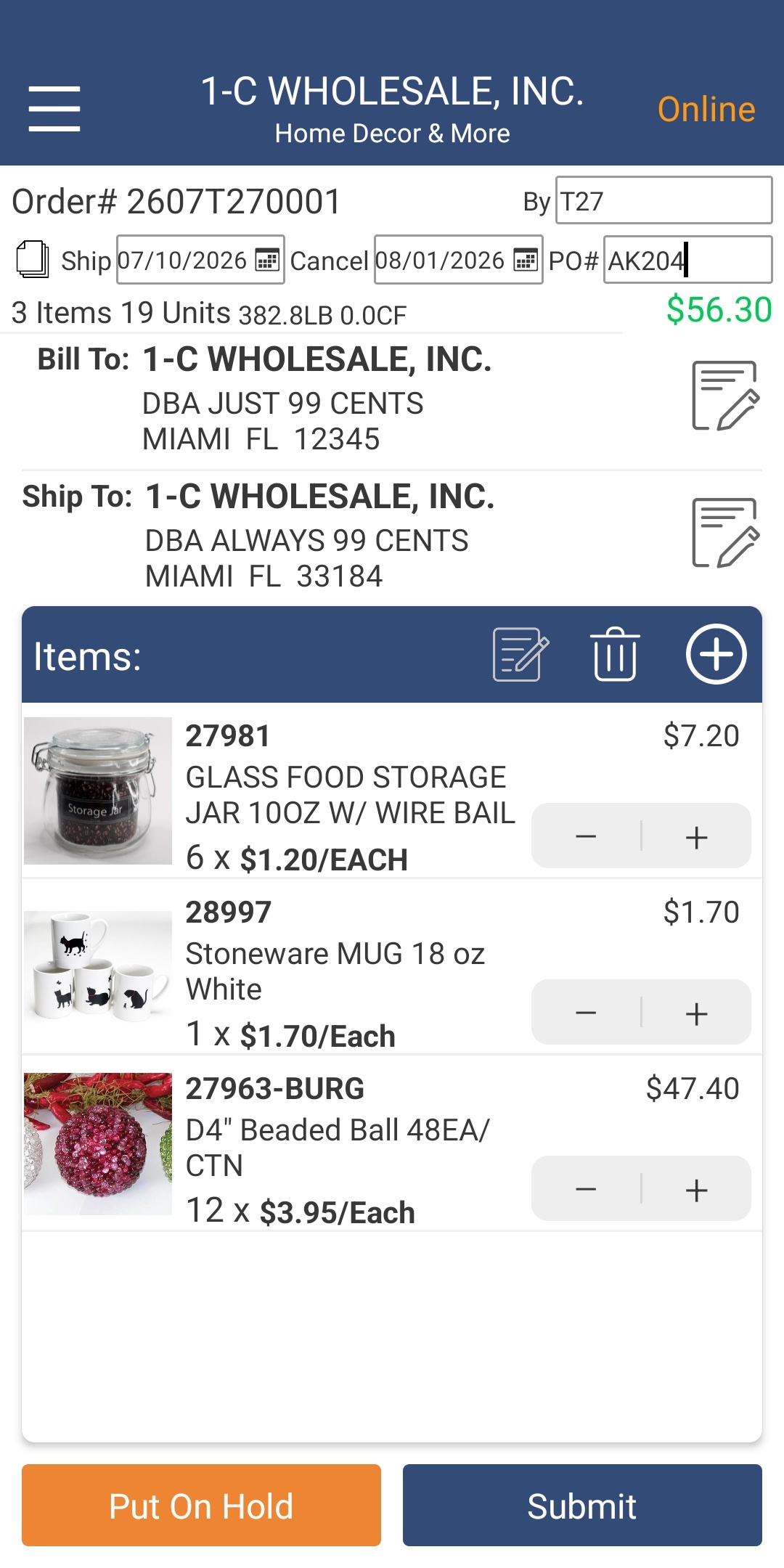 Order writing on Android