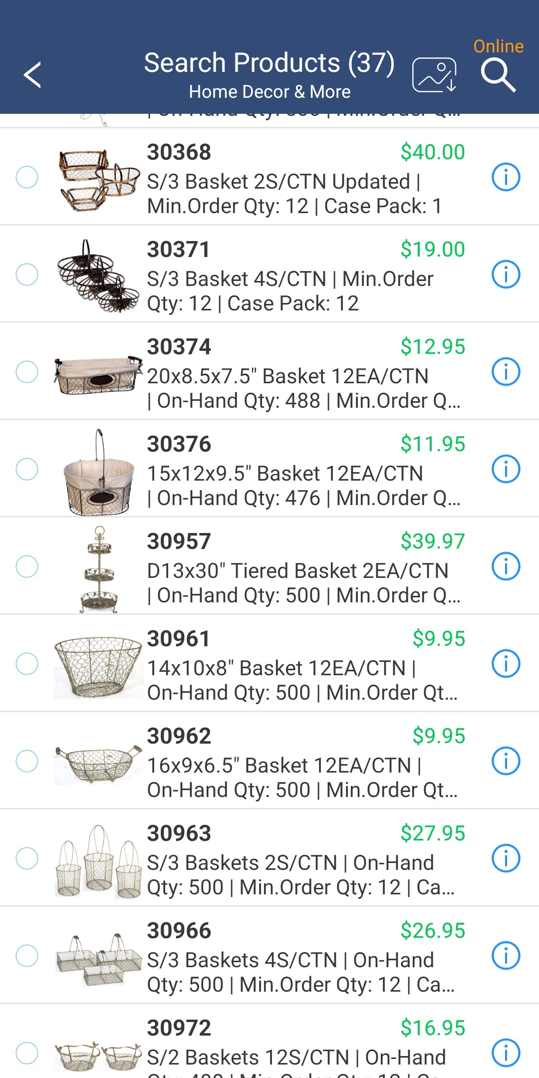 Search & add products